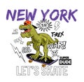 T-REX skater NEW YORK print design
